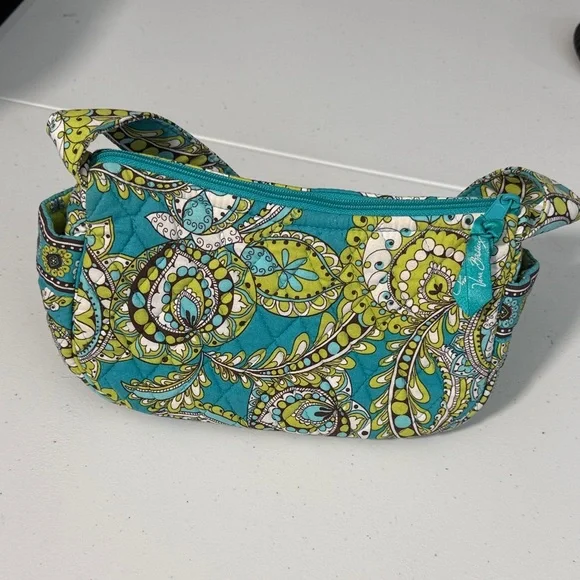 Vera Bradley Maggie Peacock Shoulder Bag Turquoise/Lime/Teal Paisley Print - Picture 7 of 8